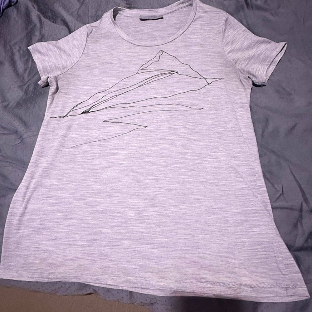 Icebreaker Light Gray Women's Tee with Mountain Graphic
